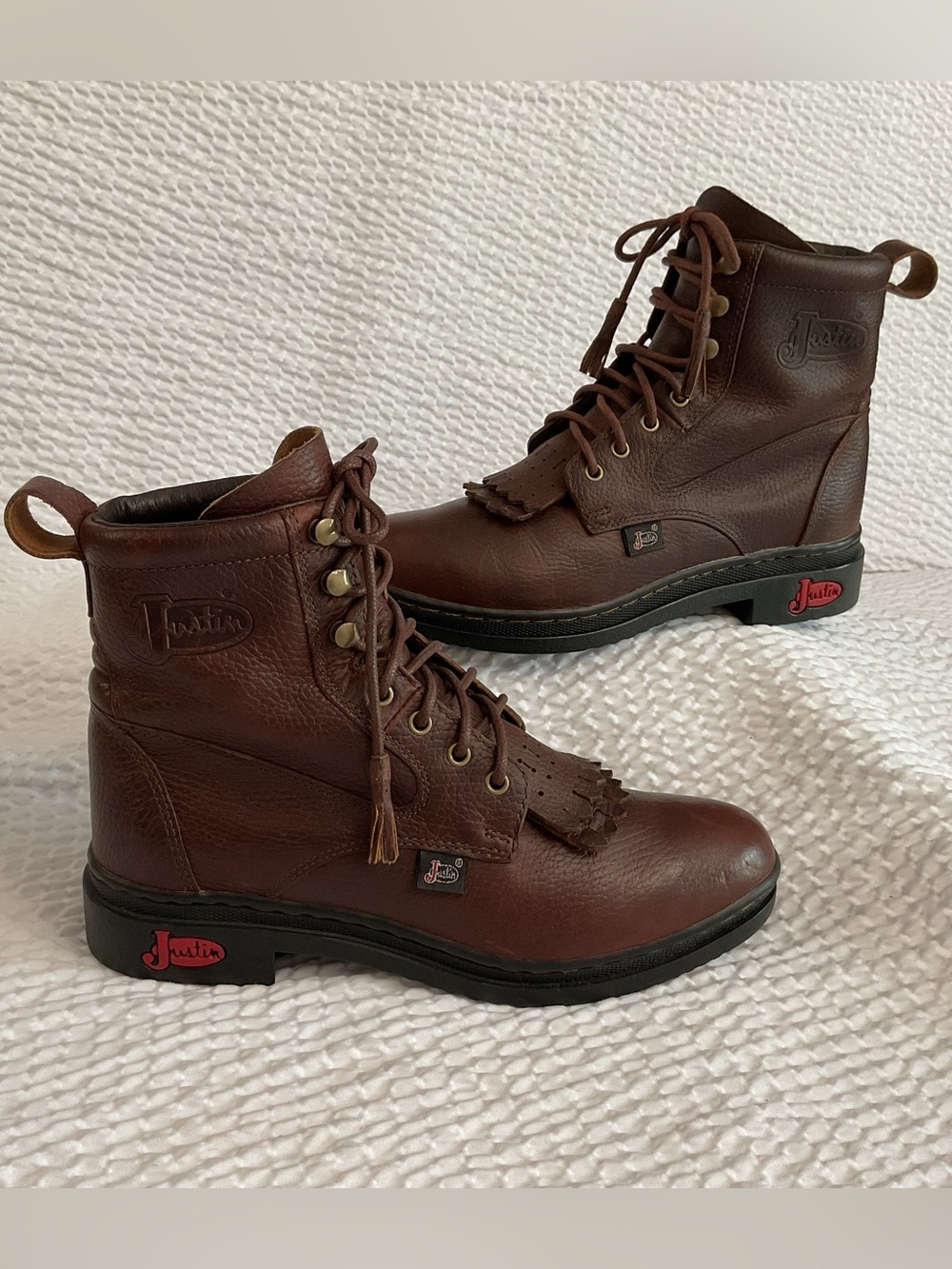 Justin Leather Lace Up Work Boots size 7B womens